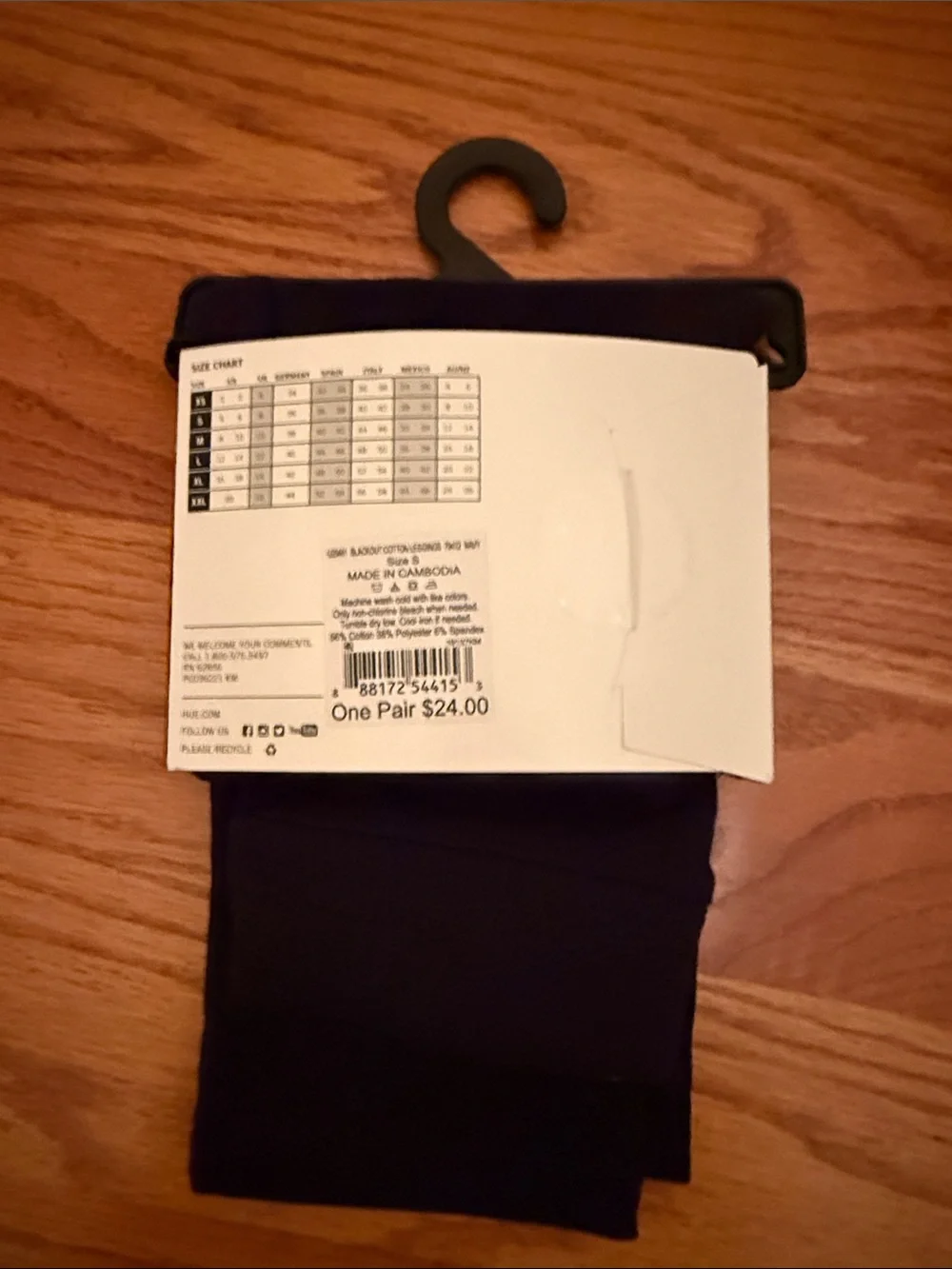 HUE Black Cotton Wide-Waistband‎ Leggings sz Small